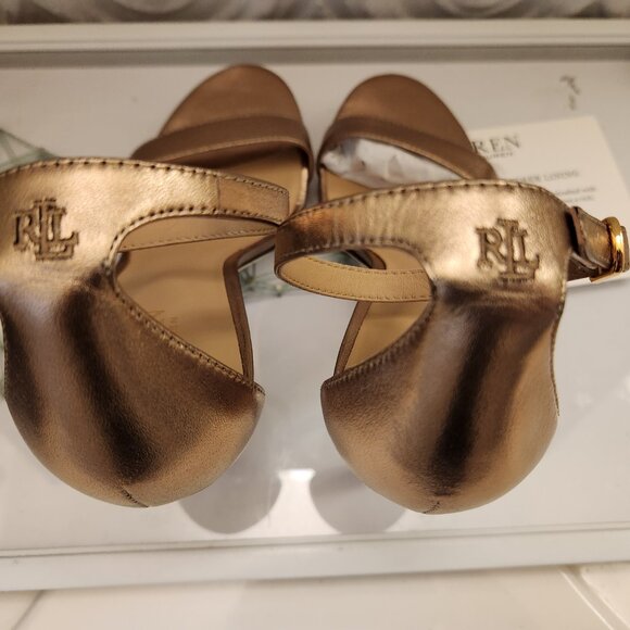 LAUREN RALPH LAUREN | Allie Metallic Nappa Leather Sandals. Size 10. NIB - Picture 8 of 11